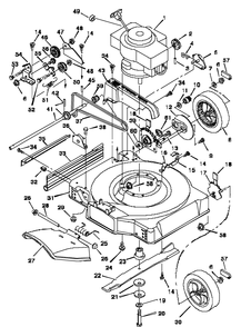 Mower Housing Assembly Diagram and Parts List for 22757X18A 1997 Briggs and Stratton Lawn Mower